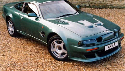 Aston martin, v8, vantage, 1999, зеленый, вид сбоку, авто