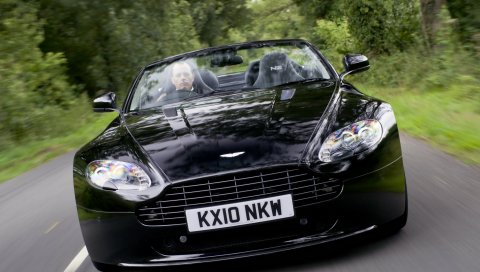 Aston martin, v8, vantage, 2010, черный, вид спереди, стиль, природа