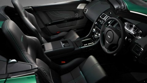 Aston martin, v8, vantage, 2011, черный, салон, салон, руль, спидометр