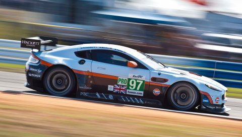 Aston martin, v8, vantage, 2012, белый, вид сбоку, спорт, скорость