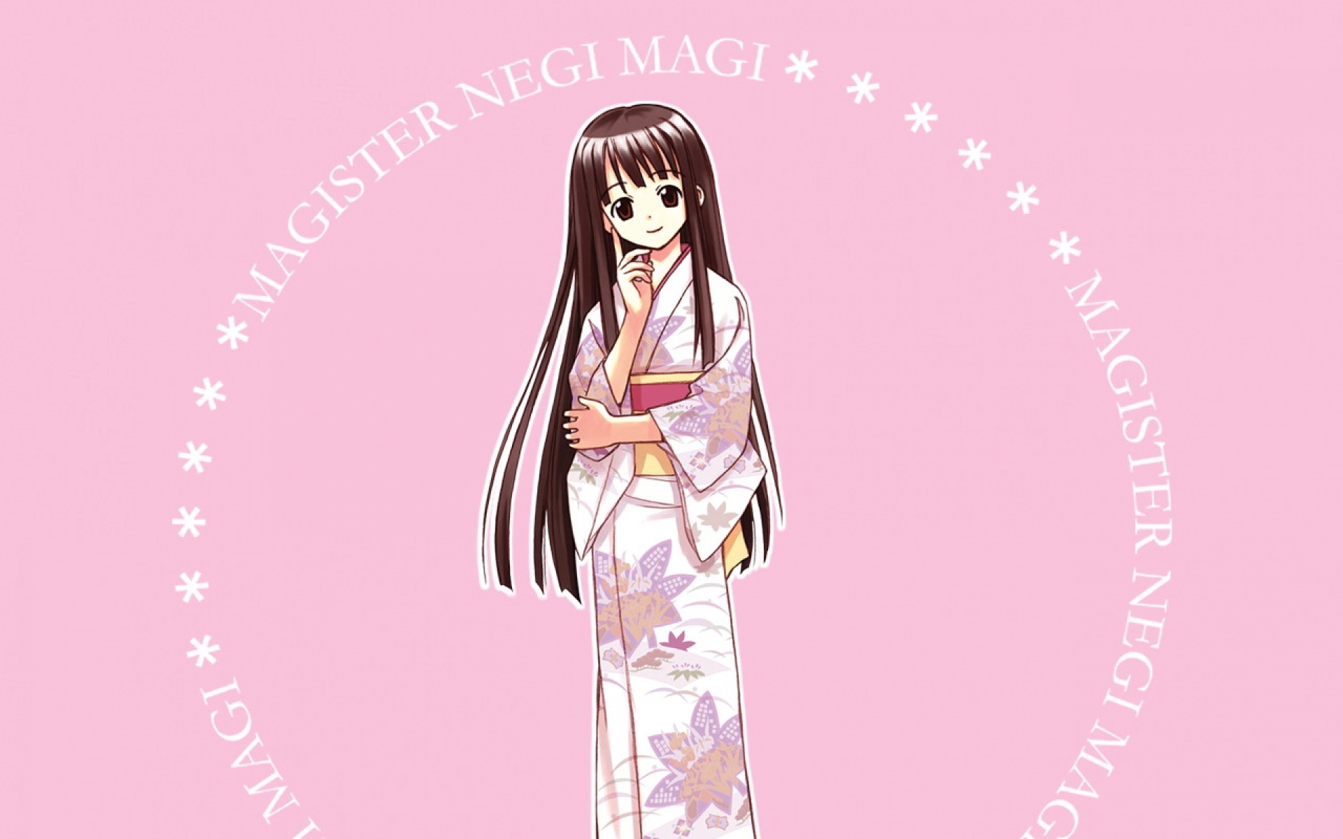 Картинки Mahou sensei negima, konoe konoka, девушка, кимоно, брюнетка, улыбка фото и обои на рабочий стол
