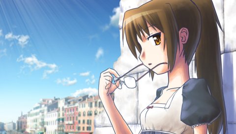 Suzumiya haruhi no yuutsu, kyon, kyonko, девушка, брюнетка, очки, волосы