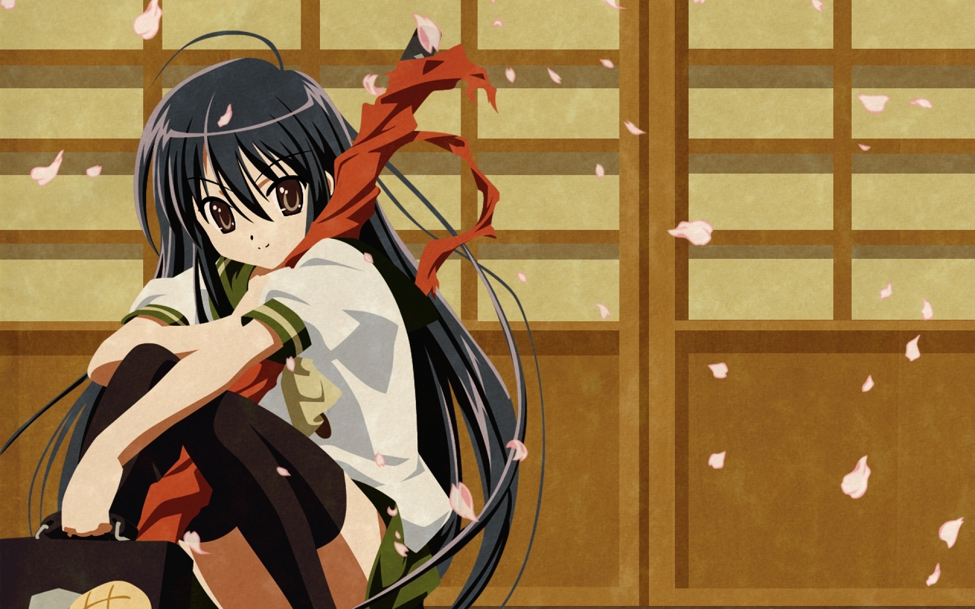 Картинки Shakugan no shana, shana, девушка, брюнетка, лепестки фото и обои на рабочий стол