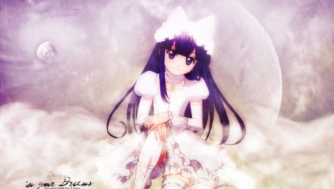 Tuukuyomi moon phase, hazuki, девушка, брюнетка, облако