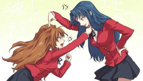 Toradora, aisaka taiga, kawashima ami, девушки, ссоры