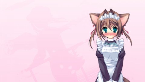 Da capo ii, asakura yume, румянец, уши, девушка, кошка, горничная