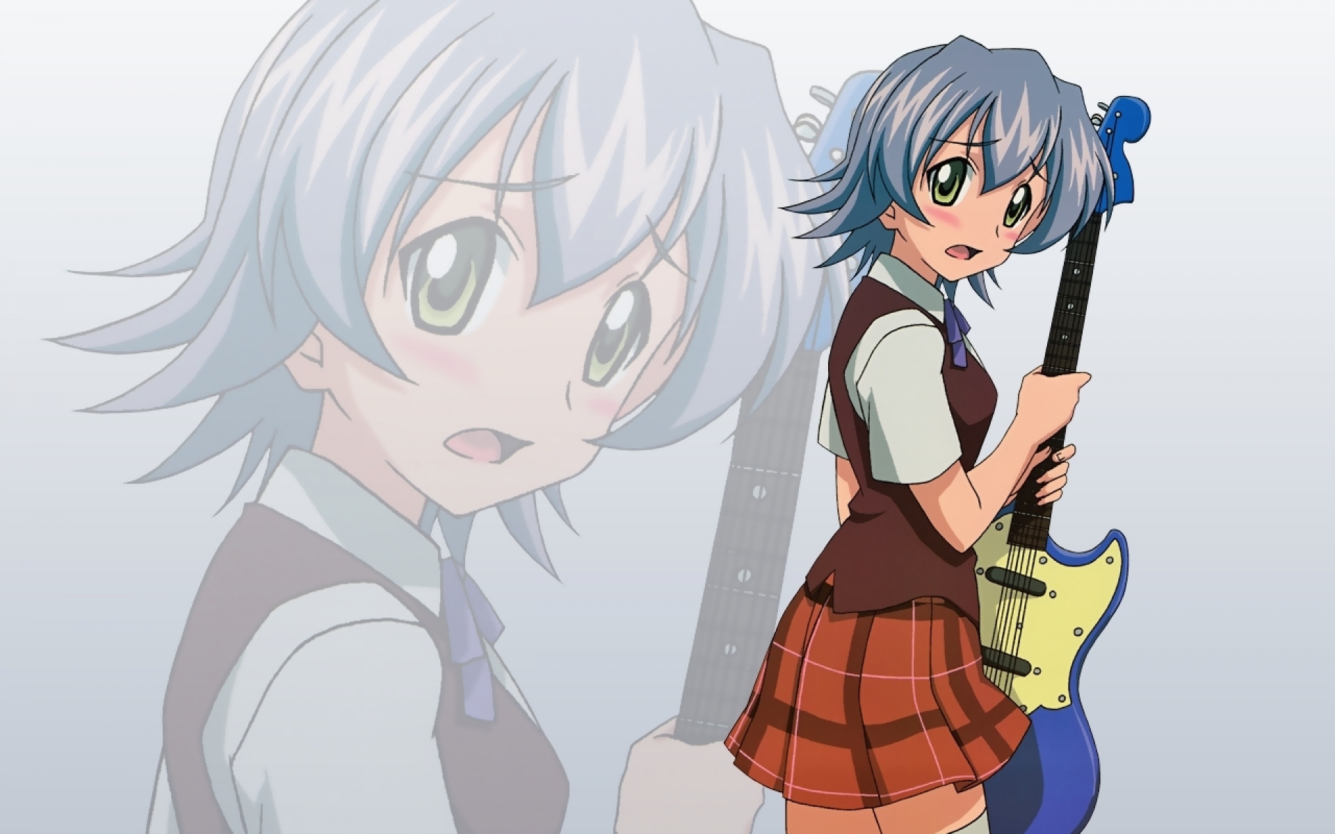 Картинки Mahou sensei negima, izumi ako, девушка, гитара, повязка фото и обои на рабочий стол