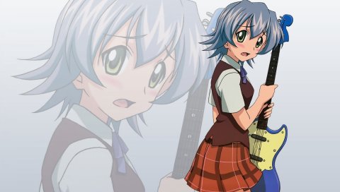 Mahou sensei negima, izumi ako, девушка, гитара, повязка