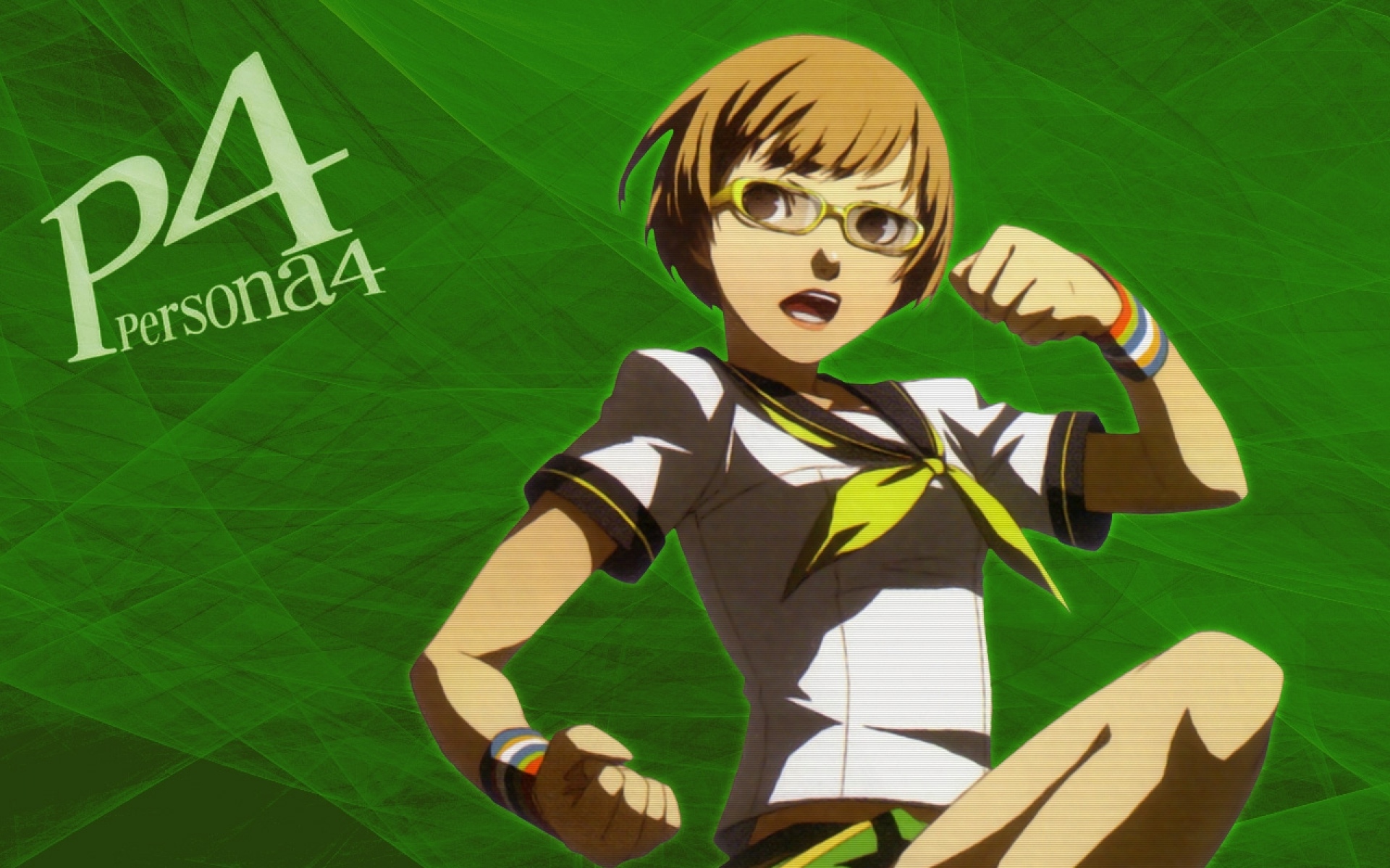 Картинки Persona 4, сатонака chie, девушка, очки, осанка фото и обои на рабочий стол