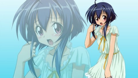 Mahou sensei negima, miyazaki nodoka, девушка, платье, сумка, поза