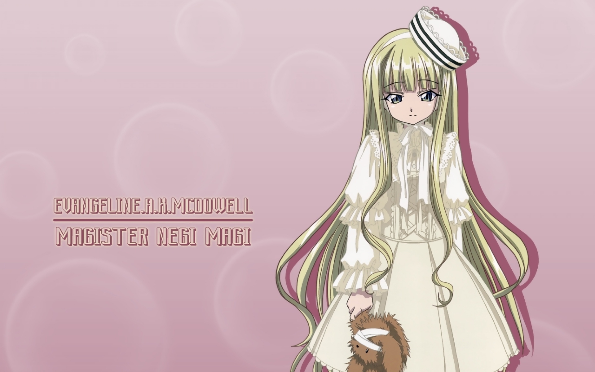 Картинки Mahou sensei negima, evangeline ak mcdowell, девушка, блондинка, платье, игрушки, печаль фото и обои на рабочий стол