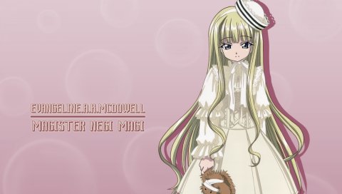 Mahou sensei negima, evangeline ak mcdowell, девушка, блондинка, платье, игрушки, печаль