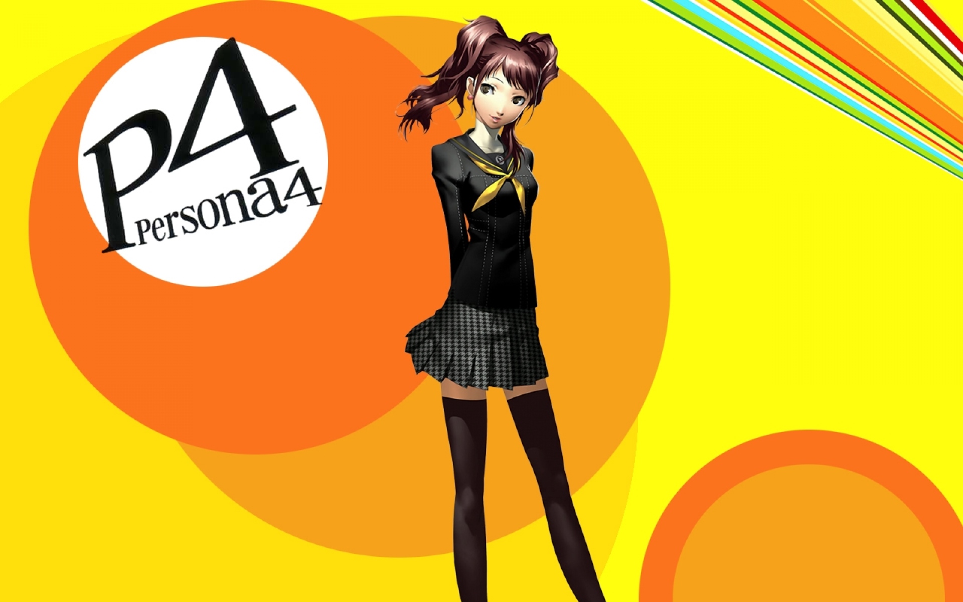 Картинки Persona 4, kujikawa рост, девушка, брюнетка, юбка, чулки, фон фото и обои на рабочий стол