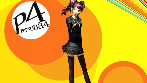 Persona 4, kujikawa рост, девушка, брюнетка, юбка, чулки, фон