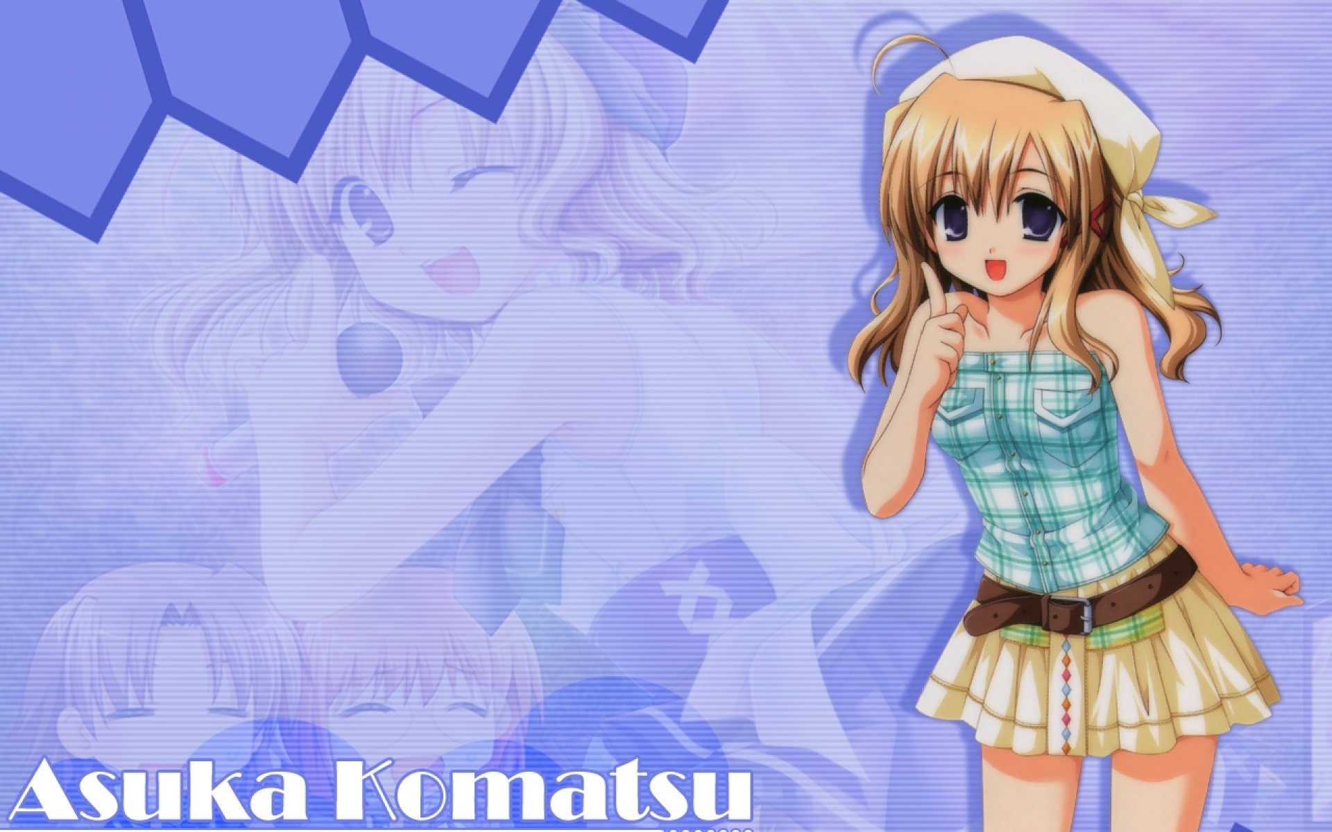 Картинки Conboku, komatsu asuka, девушка, юбка, палец, улыбка фото и обои на рабочий стол