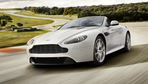 Aston martin, v8, vantage, 2011, белый, вид спереди, стиль, природа