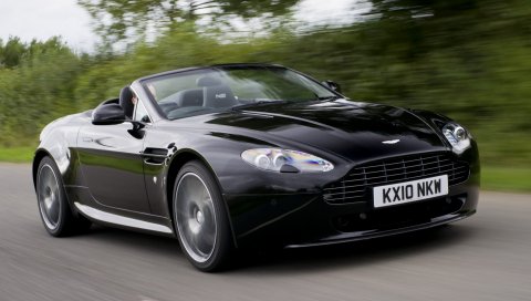 Aston martin, v8, 2010, черный, вид сбоку, автомобили, скорость