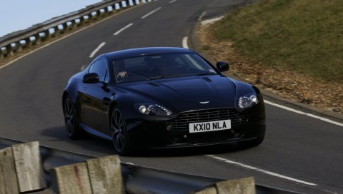 Aston martin, v8, 2010, черный, вид спереди, стиль, трек