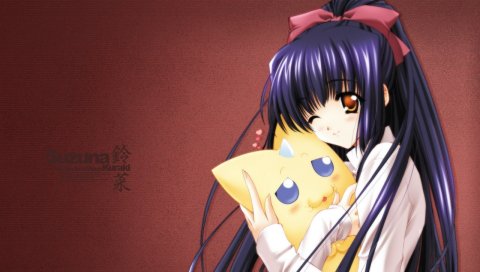 Kuraki suzuna, девушка, обнять, подмигнуть