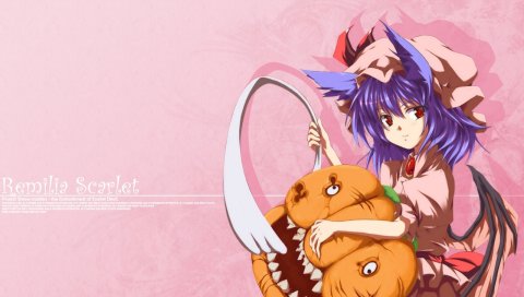 Remilia scarlet, девушка, платье, тыквы, зубы