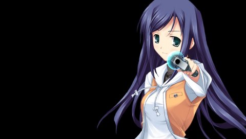 Mai hime, kuga natsuki, девушка, улыбка, оружие, угроза