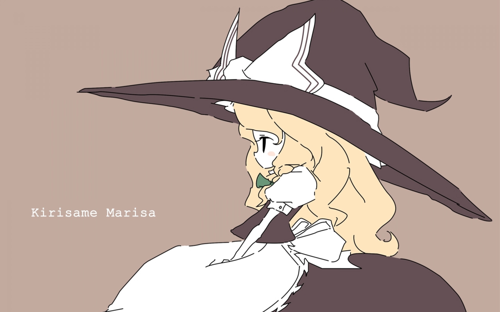 Картинки Kirisame marisa, девушка, блондинка, платье, шляпа, профиль фото и обои на рабочий стол