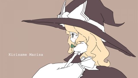 Kirisame marisa, девушка, блондинка, платье, шляпа, профиль