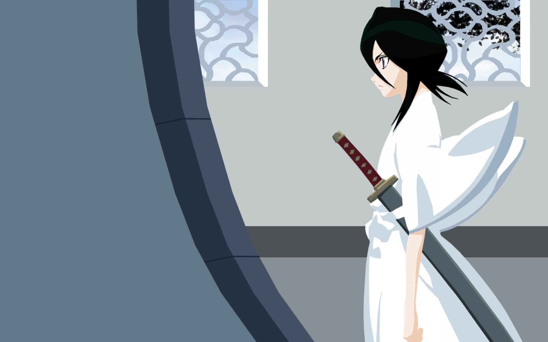 Картинки Bleach, kuchiki rukia, девушка, брюнетка, кимоно, катана фото и обои на рабочий стол