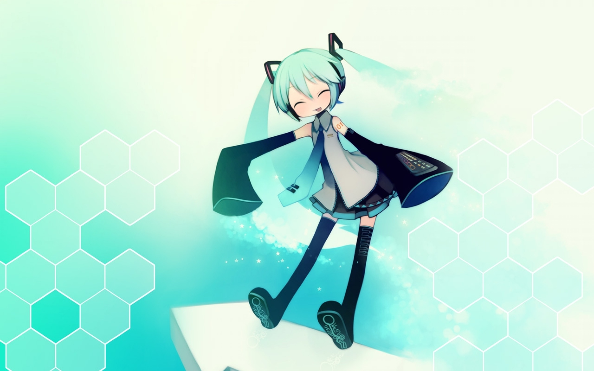Картинки Вокалоид, hatsune miku, девушка, галстук, равновесие, радость фото и обои на рабочий стол