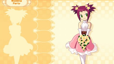 Ryuusei no rockman, hibiki misora, девушка, платье, букет, улыбка