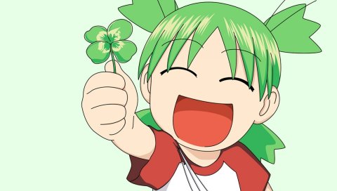 Yotsubato, koiwai yotsuba, девушка, клевер, радость, открытый рот
