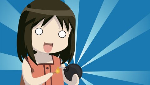Azumanga daioh, kasuga ayumu, девушка, брюнетка, бомба