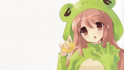 Suzumiya haruhi no yuutsu, asahina mikuru, девушка, лимон, лягушка