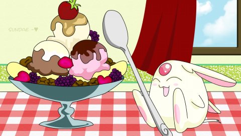 Цубаса-летопись, мокона, аниме, кролик, мороженое