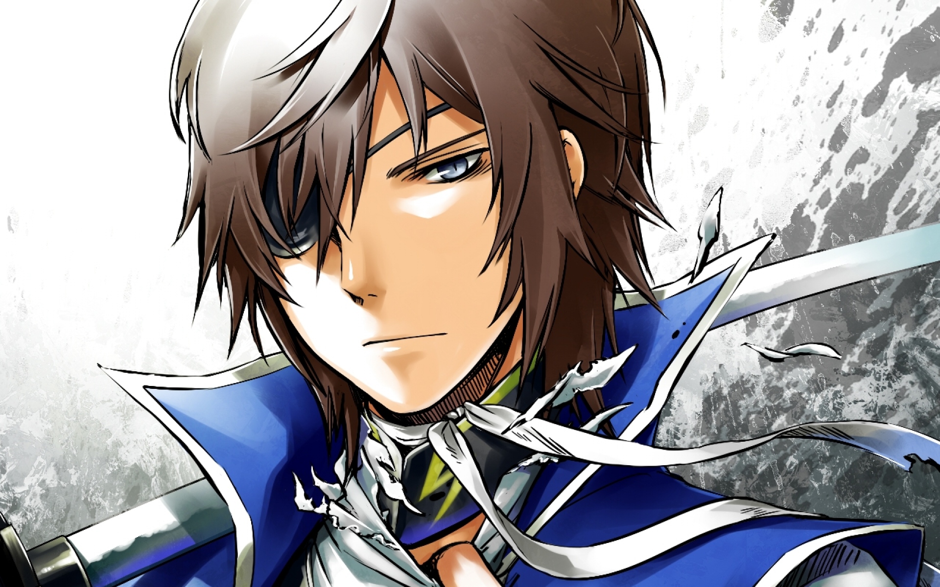 Картинки Ningenzoo, sengoku basara, дата masamune, парень, брюнетка, с завязанными глазами фото и обои на рабочий стол