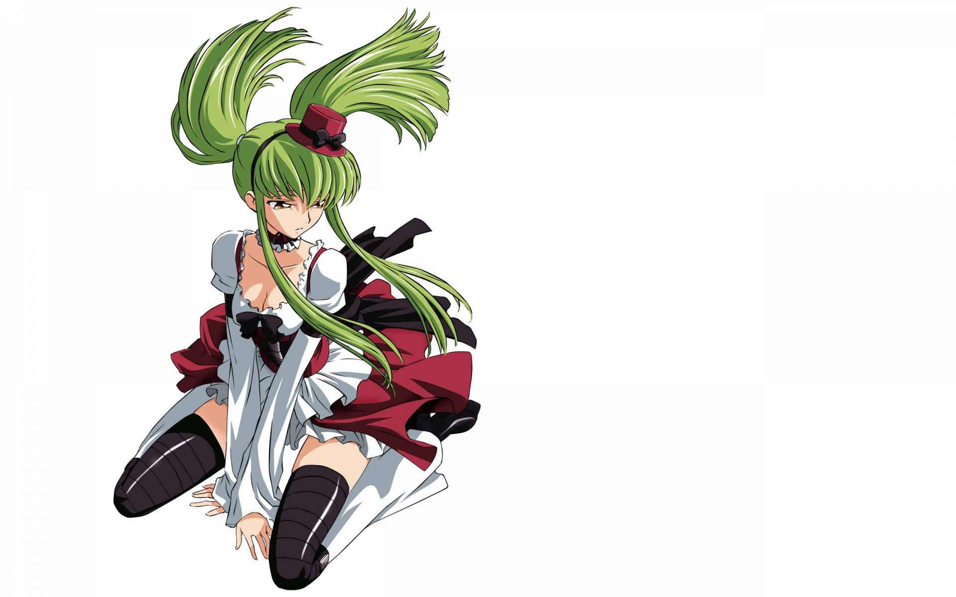 Картинки Код geass, девушка, зелёные волосы, шляпа, поза фото и обои на рабочий стол