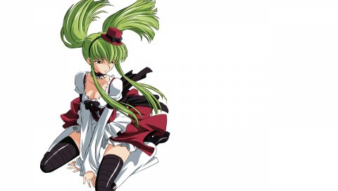 Код geass, девушка, зелёные волосы, шляпа, поза