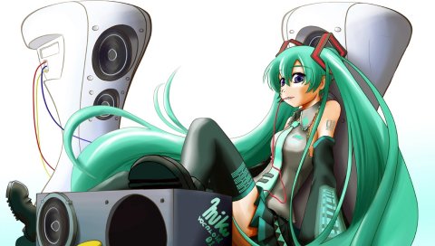 Вокалоид, hatsune miku, девушка, чулки, столбик