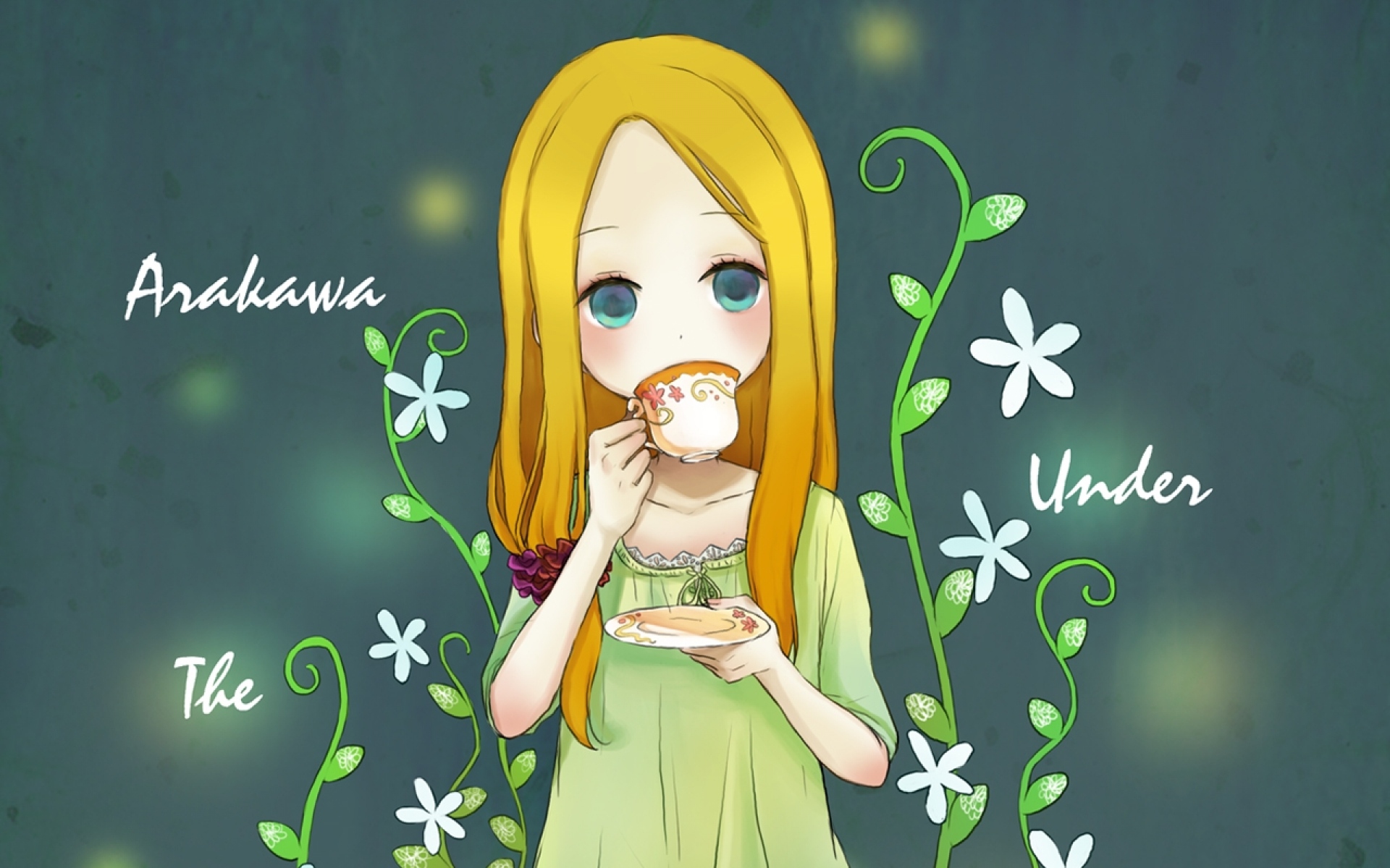 Картинки Arakawa, under, мост, nino, девушка, блондин, чашка, растение фото и обои на рабочий стол