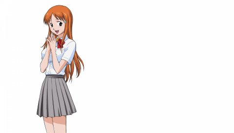 Отбеливатель, inoue orihime, девушка, радость, юбка, поза