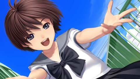 Nekopuchi, idolmaster, kikuchi makoto, девушка, брюнетка, руки, радость