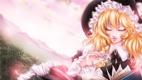 Hizo, repapp, kirisame marisa, девушка, блондинка, шляпа, книга