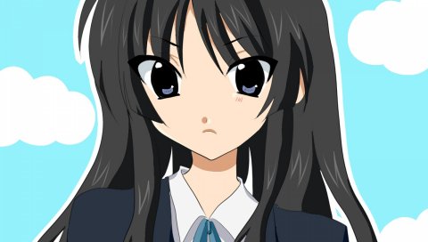 K-on, akiyama mio, девушка, брюнетка, небо