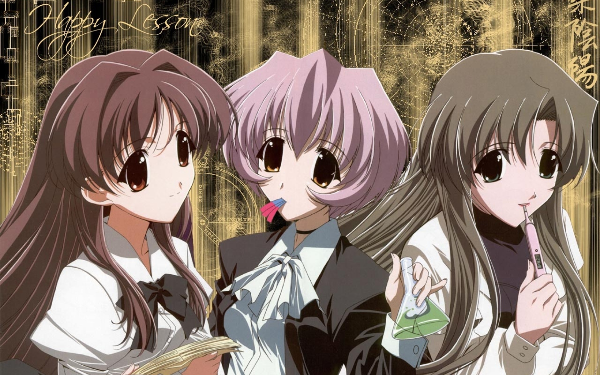 Картинки Счастливый урок, ninomai kisaragi, sanzein yayoi, девушка, взгляд, фон фото и обои на рабочий стол