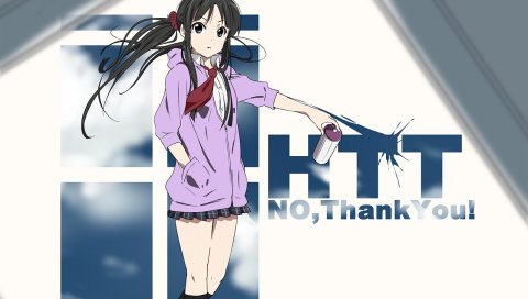 K-on, akiyama mio, девушка, балон с краской, надпись