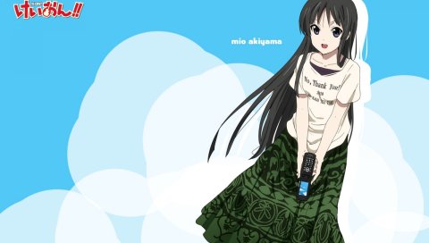 K-on, akiyama mio, девушка, юбка, телефон, улыбка