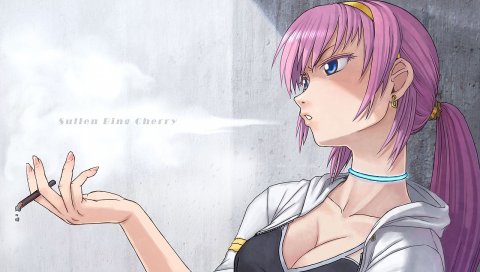 Itou, onnsokutassya, вокалоид, megurine luka, девушка, сигарета, дым