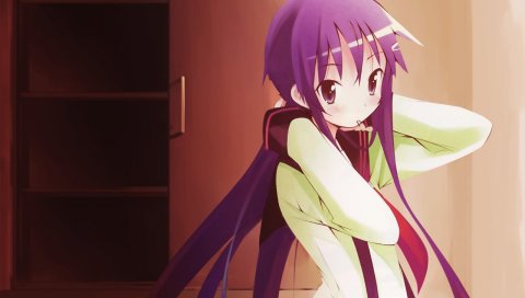 Hanbun no tsuki ga noboru sora, девушка, булавка, шкаф для одежды