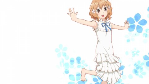 Hanasaku iroha, matsumae ohana, девушка, блондинка, платье, радость, цветы