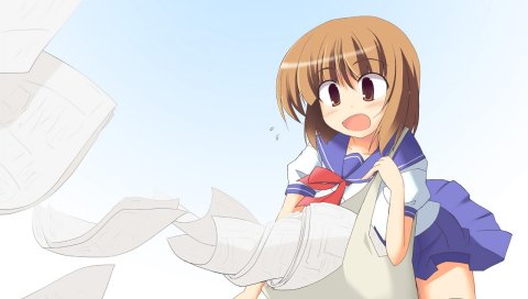 Nakamachi kana, девушка, почтальон, неуклюжесть, бумага